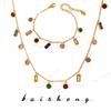 European & American Style Multicolor Tassel Necklace - 18K Gold-Plated Titanium Steel with Zircon Diamonds for Women