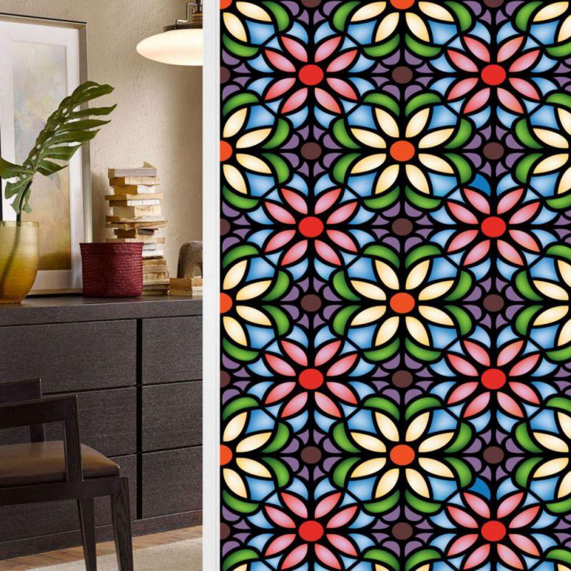 Naklejki dekoracyjne na okno ze szkła z efektem tęczy Naklejki retro