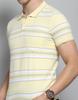 Monte Carlo Mens Striped Yellow Collar Neck Half Sleeve T-Shirt