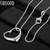 925 Sterling Silver Simple Romantic Hollow Heart Shape Pendant Necklace - Fashion Wedding Jewelry