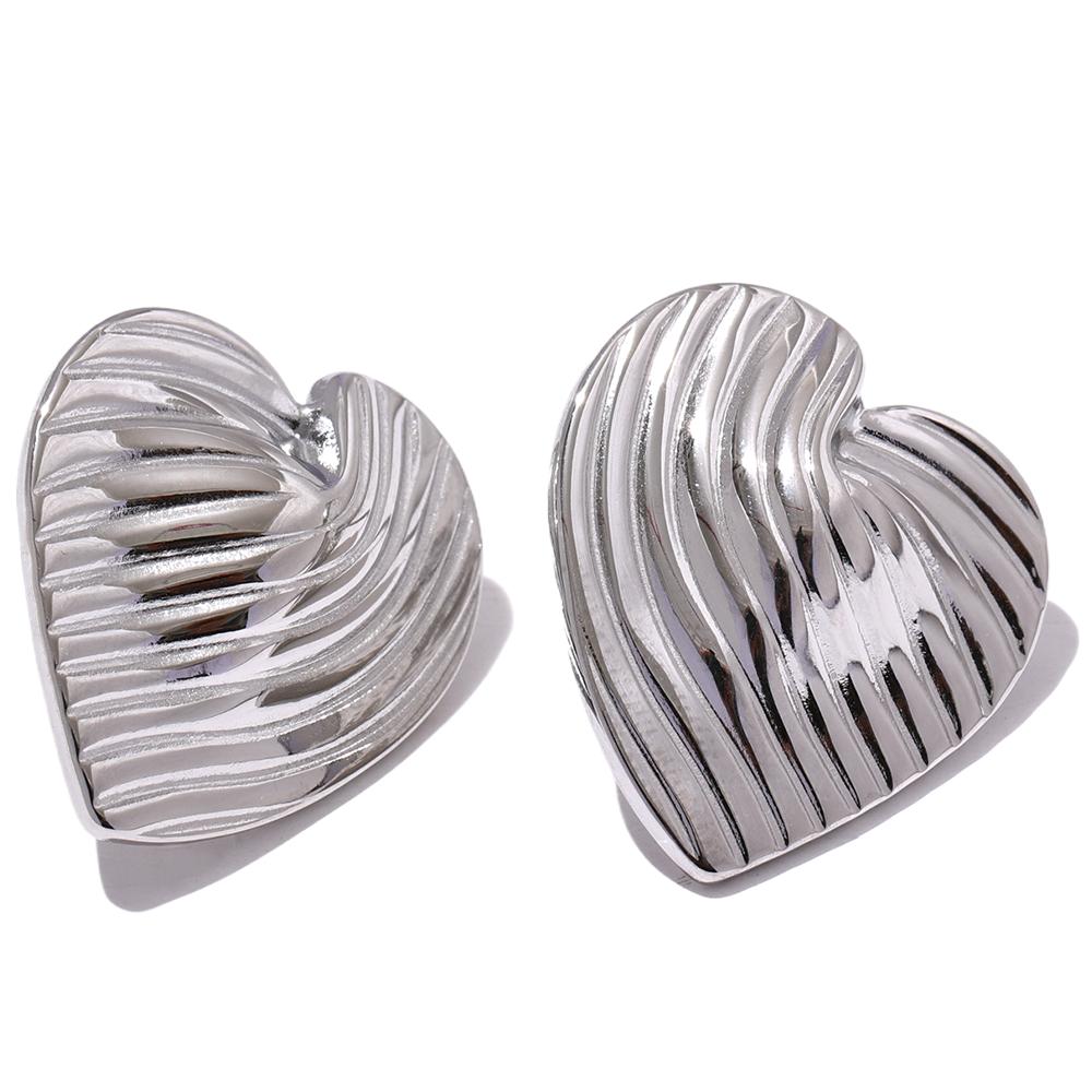 Eetit Trendy Paslanmaz Çelik Kalp Aşk Saplama Küpe Basit Metal Alerjiyi Önlemek Romantik Çok Yönlü Günlük Takı Bijoux