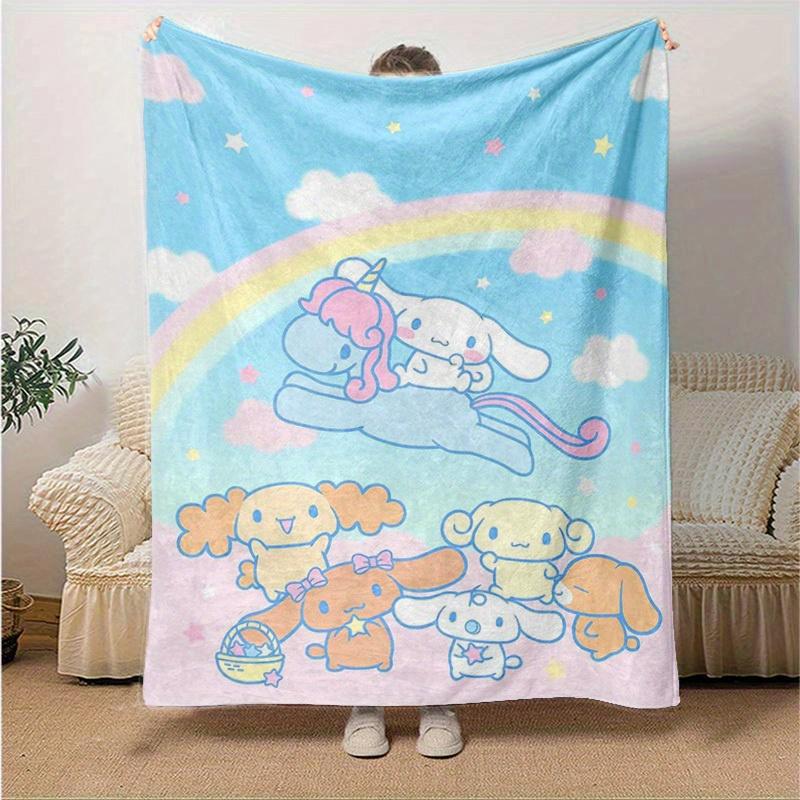 

1pc, Sanrio Cozy Home Decor: Soft Flannel Blanket for Bedroom, Living Room & Travel, Perfect Gift! Unicorn & Bunny Design Sofa Throw, Outdoor Beach Bl 130x150cm