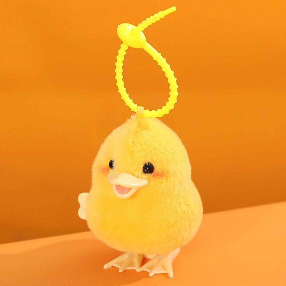 Plush Duck Wind Up Jumping Toy Lifelike Guide Baby Crawling Toy  Cat Toy
