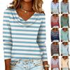 Haut pull-over à manches longues décontracté et à la mode pour femme, imprimé à rayures