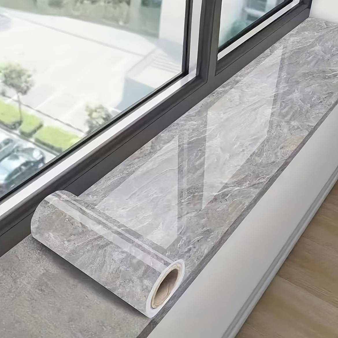 

1 рулон самоклеящихся наклеек на подоконник - Белый и серый мраморный узор Винил Современная глянцевая отделка, Легкая установка по типу сними и приклей для поверхностей 0.6*2m