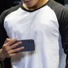 Men Shirt Contrast Colors Breathable Round Neck Soft Spring Top for Jogging