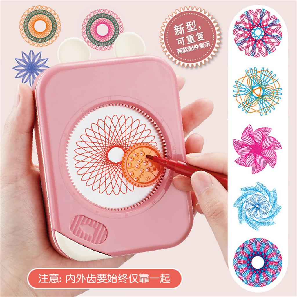 27Pcs Drawing Toys Set Gears Wheels with Pens Spiral Designs Painting Accessories Geometric Ruler Toy 1ml