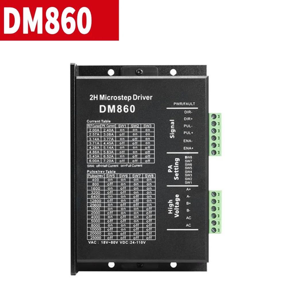 DM860H DM860 Stepper Motor Drive 0-200khz 2 Phase Stepper Motor Controller AC18-80V Or DC 24-110V Suit For Nema34 Stepper Motor