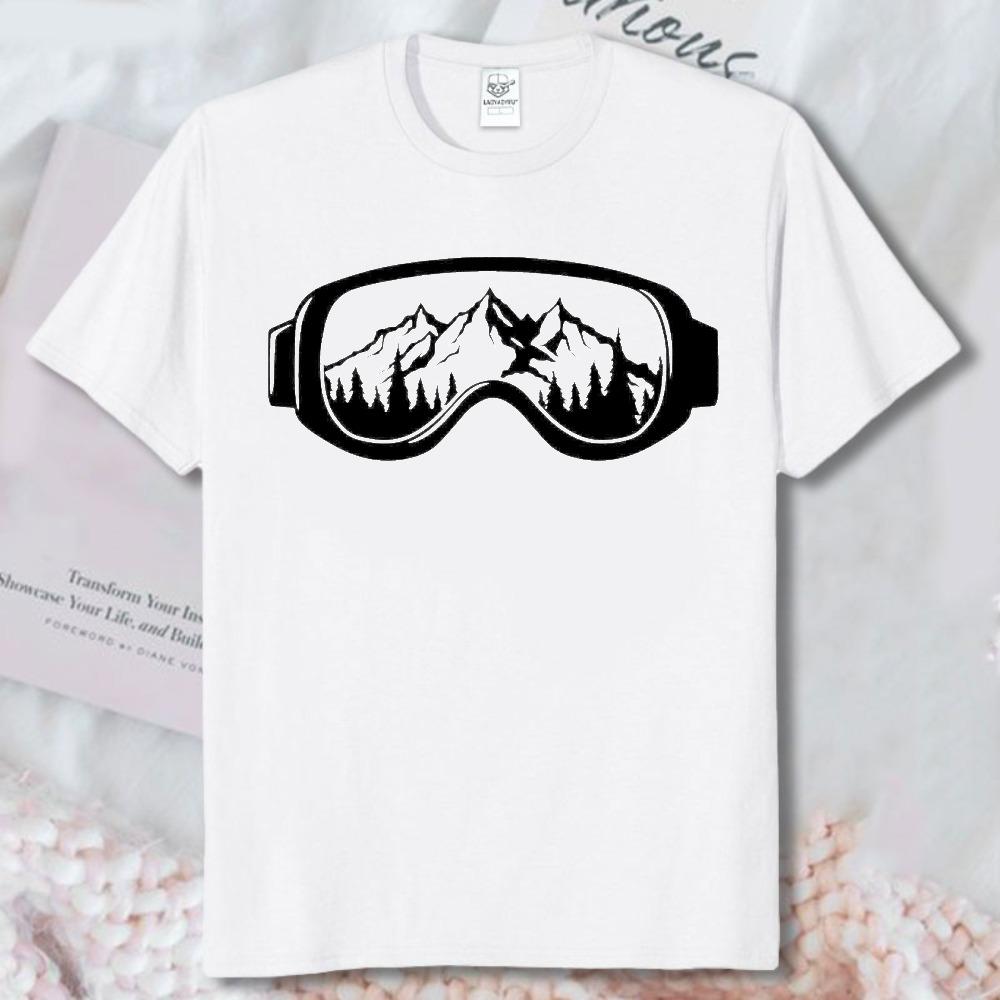Snow Goggles Mountain View Shirt Skiing Snowboarding Winter Sports Graphic Tshirt Unisex Streetwear Top Cotton Unisex Tees