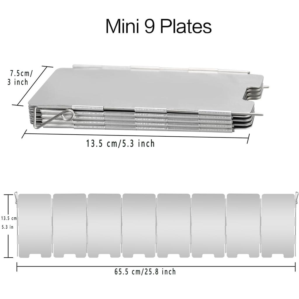 Camp Stove Windscreen, 9/10/12 Plates Aluminum Folding Portable Camping Windshield Grill Wind Screen For Camp With Carry Bag