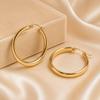 European Simple Oval Gold Hoop Earrings - Stainless Steel, Versatile Dangle Jewelry.