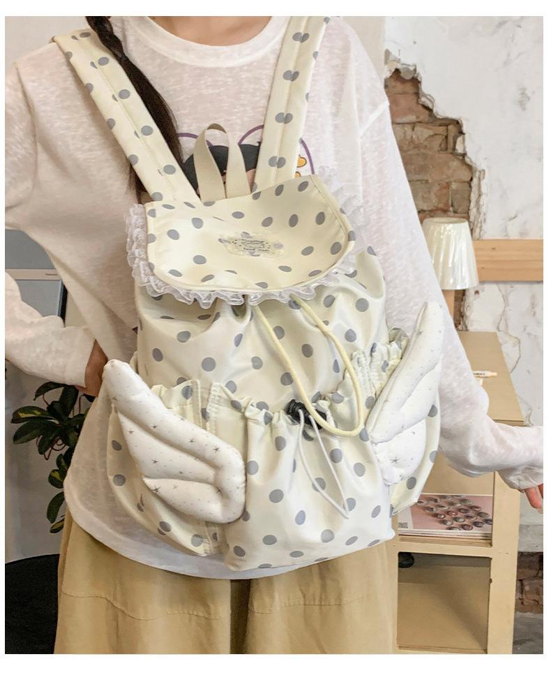 Schultasche Polka Dot Nylon Rucksack Damen Koreanische Edition Nische Große Kapazität Mode Vielseitig Pendler Schultasche Schüler Zugbeutel Rucksack