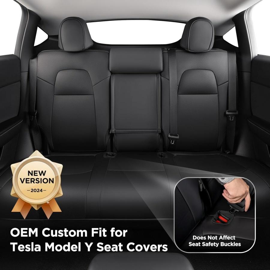 For Tesla Model Y Juniper 2025 Seat Covers 5 Seater for Model Y 20-24 Dog Pet Seat Covers Nappa PU Front & Rear Seat Protectors