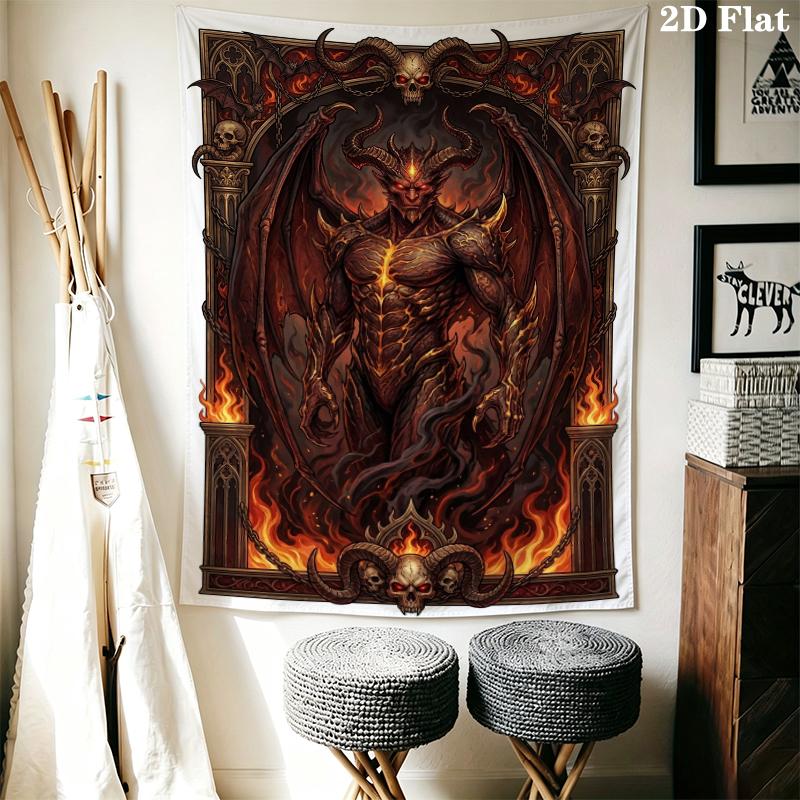 Demon Wall Tapestry Aesthetic Wall Hanging Printed Fabric Blanket Decorative Tapestries for Bedroom Living Room Home Decor