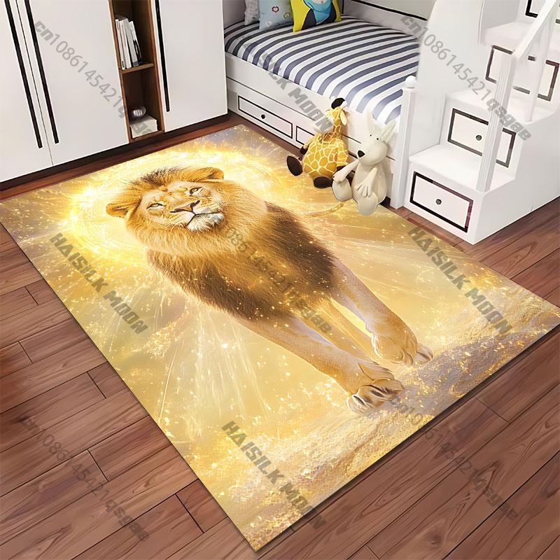 Majestic Spiritual Powerful Radiant Lion Carpet Yoga Living Room Room Decor Children's Crawling Mat Doormat Area Rug