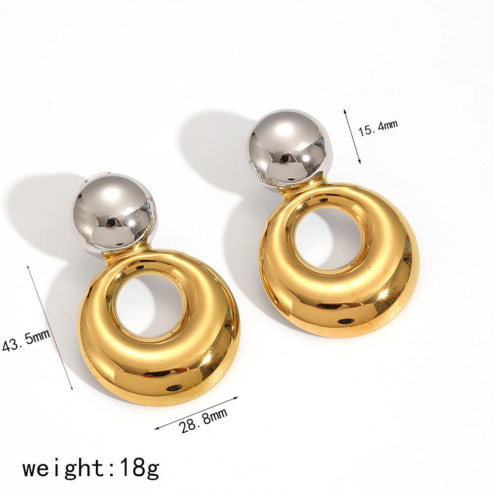 Fashion Design Stainless Steel Smooth Irregular Hollow Pendant Circular Earring Women Trendy Charm Jewelry Gifts