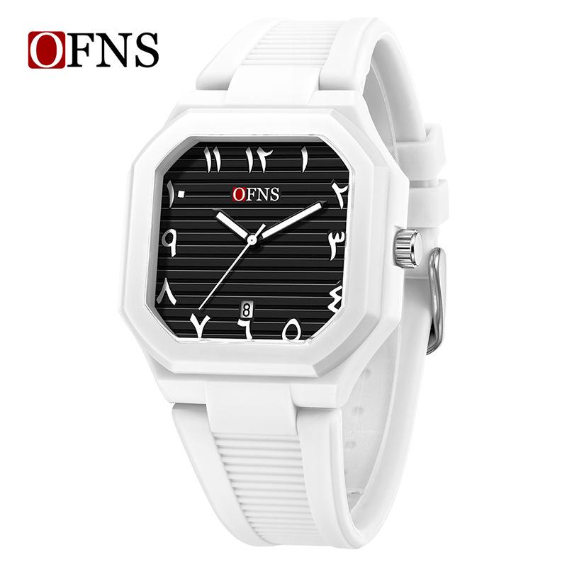 OFNS Quartz Watch: Student Style, Calendar, Square Dial, Arabic Numerals, Luminous, Waterproof, Middle Eastern Bestseller