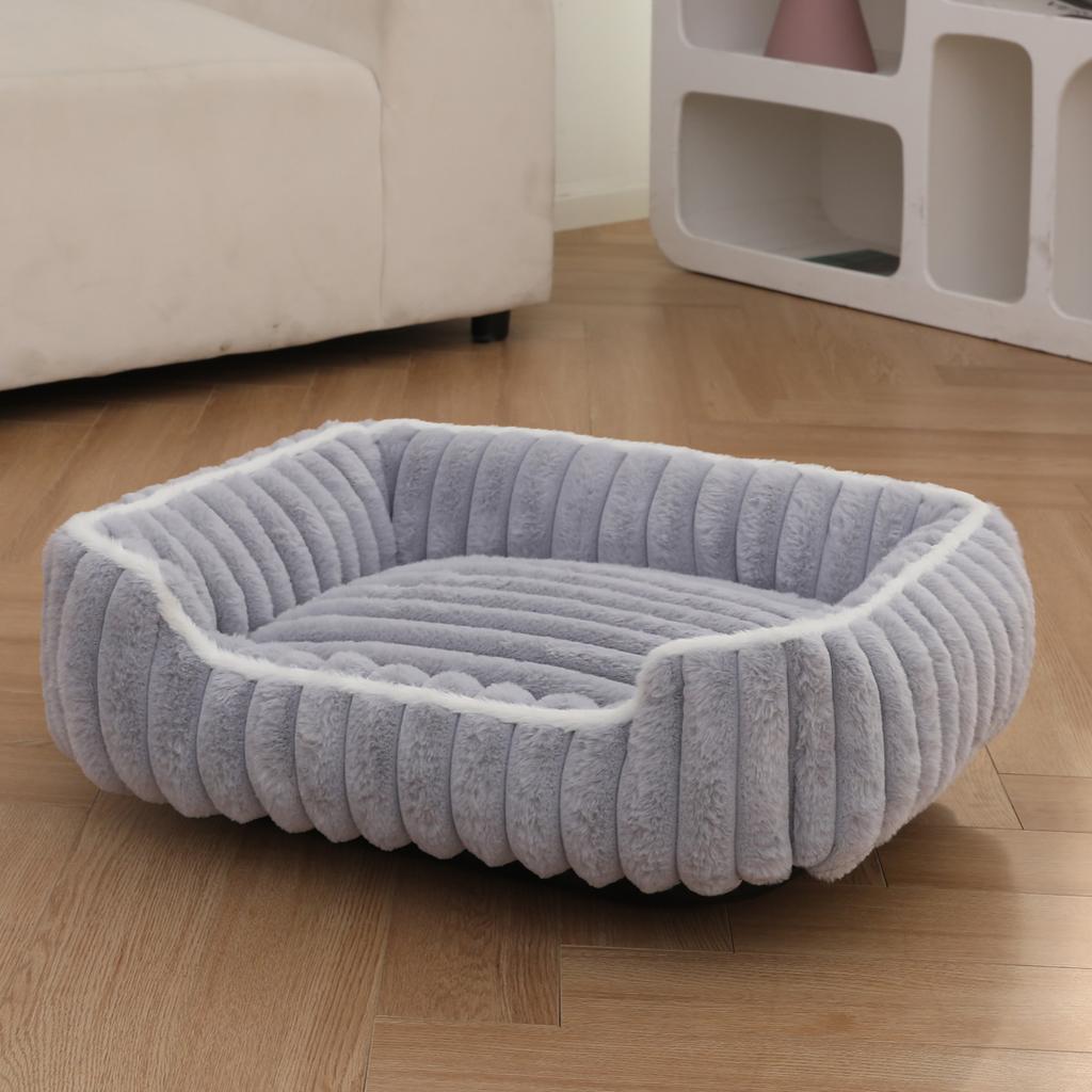 Cat nest, thickened straight bar square nest, rabbit plush, soft and comfortable pet bed for deep sleep, also suitable for dogs