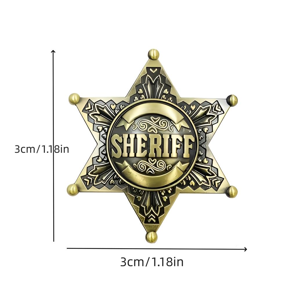 Vintage Western 1pc Metal Sheriff Badge|Premium Metallic Finish | Ideal for Themed Parties,Festivals & Cowboy Outfit Accessories