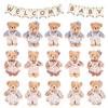 12-48PCS Mini Bear Stuffed Animal Toys Bulk 10cm Soft Plush Bears with Burlap Clothes for Baby Shower Birthday Party Decoration