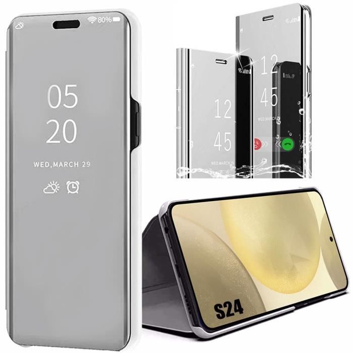 Coque - BOOLING - pour Samsung Galaxy S24 - Effet Miroir - Protection Renforcée - Argenté