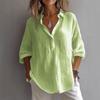 Spring and Summer New Style Solid Color Comfortable Loose Large-Sized V-Neck Long-Sleeve Women's Shirt
