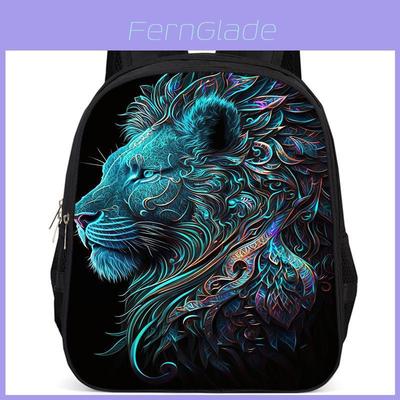 Sac à dos scolaire en tissu Oxford 15 pouces Lion grande capacité pour enfants, léger et ergonomique