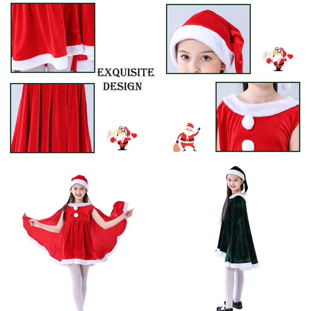 Adorable Toddler Girls Christmas Velvet Outfit With Cloak Cape Santa Claus Elf