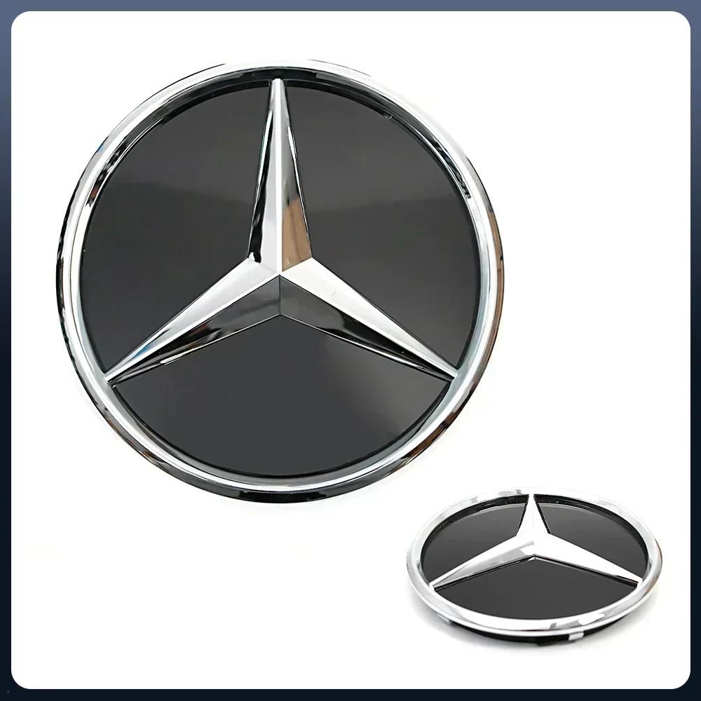 Car Sticker For Mercedes Benz Front Grill Mirror Emblem Glossy Black And Chrome Silver 3D Style Emblems For Mercedes Benz A B C