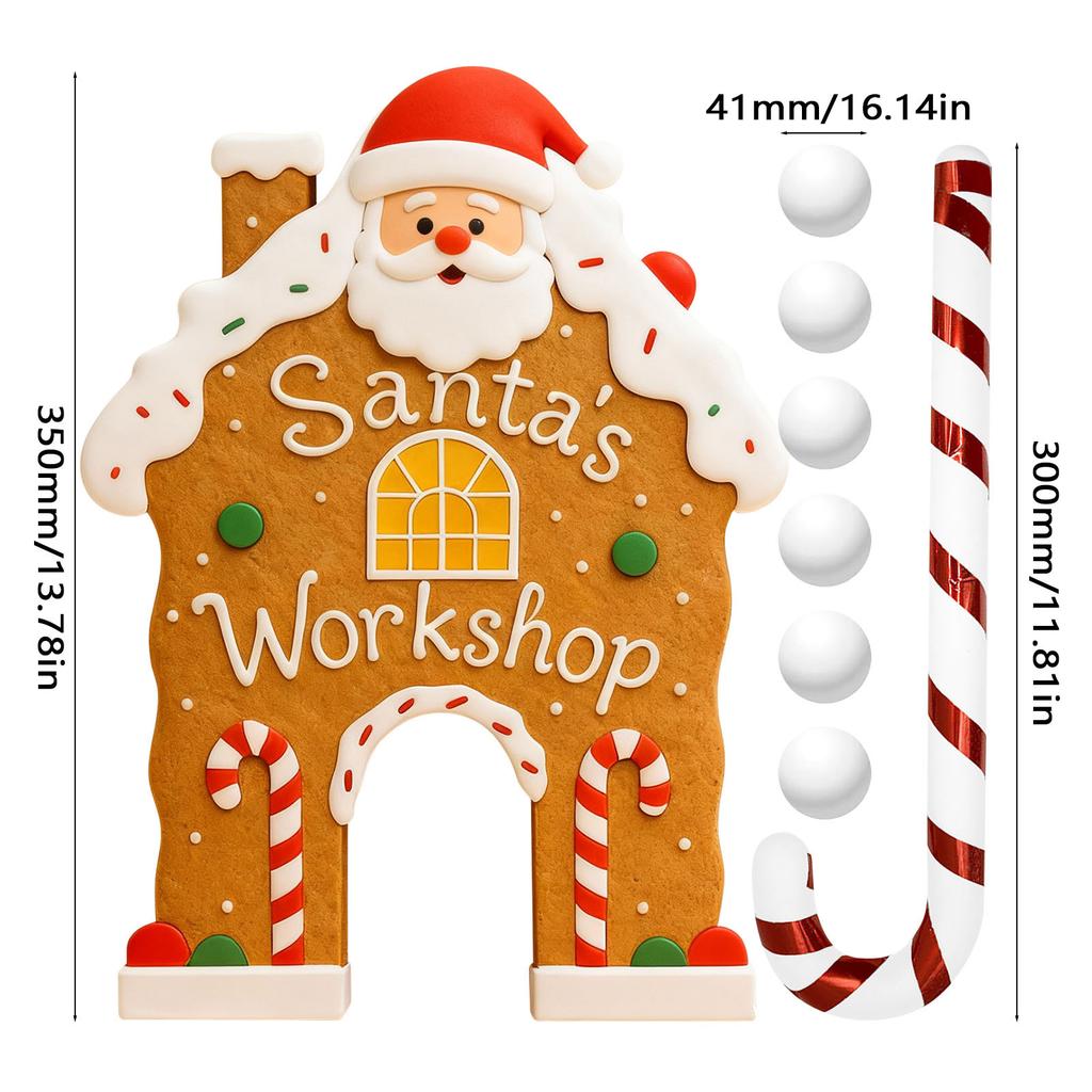 Christmas Gingerbread Golf Game Set W/ Candy Cane Club & 6 Balls Xmas Golf Gingerbread House Kit for Family Holiday Party Decor