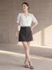 Fei Yuan A-line Skirt for Women with Belt and Double Pockets - Anti-exposure, Solid Color, Short, Petite Fit.