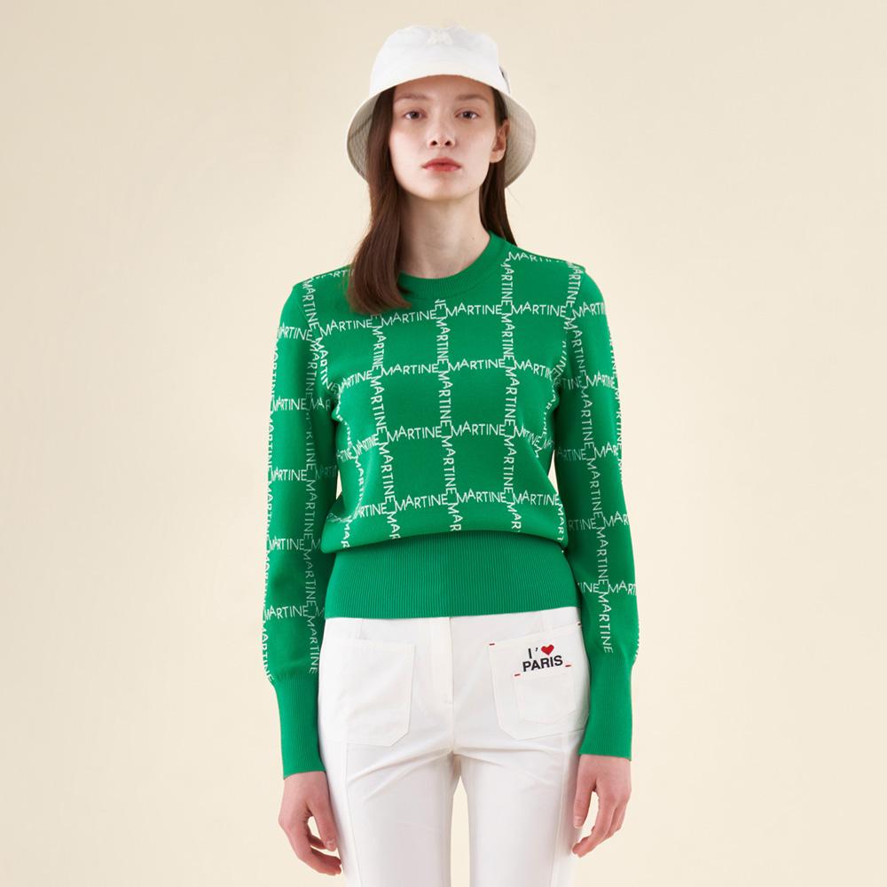 MARTINE GOLF Logo Pattern Jqd Round Knit_Green