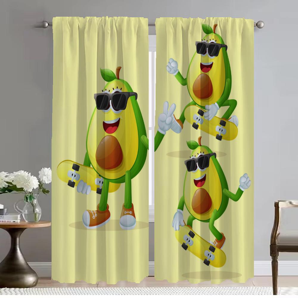 Avocado Vorhänge für Wohnzimmer Vorhang für Zimmer 2 Paneele Raumteiler Jalousien Halloween Dekoration Heim Innenvorhänge Küche