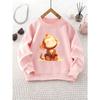 Unisex Round Neck Sweatshirt with Cute Cartoon Monkey Print, Sporty Casual Style, Suitable for Camping Wear