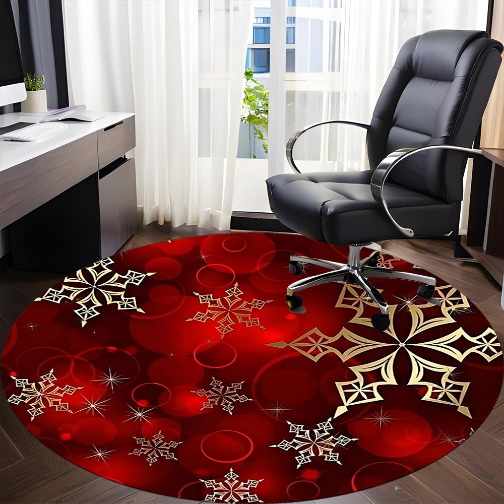 1pc Christmas Snowflake Carpet for Office Non-Slip, Round Carpet, Soft & Comfortable, Carpet for Office, Round Floor Mat yy251225160