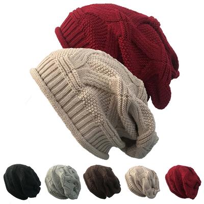 1Pc Men Women Knit Slouchy Hats Soft Warm Winter Beanie Hat Thermal Knitted Caps