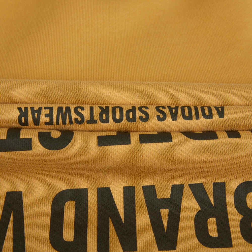 Adidas Solid Color Letter Print Loose Hoodie Pullover Long Sleeve Sweatshirt Men Tops Light-Gold IB2733