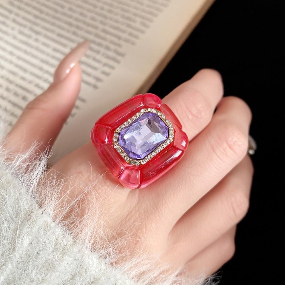 Exaggerated Acrylic Resin Ring Candy Color Big Dome Plain Ring Geometric Ring Jewelry Gifts