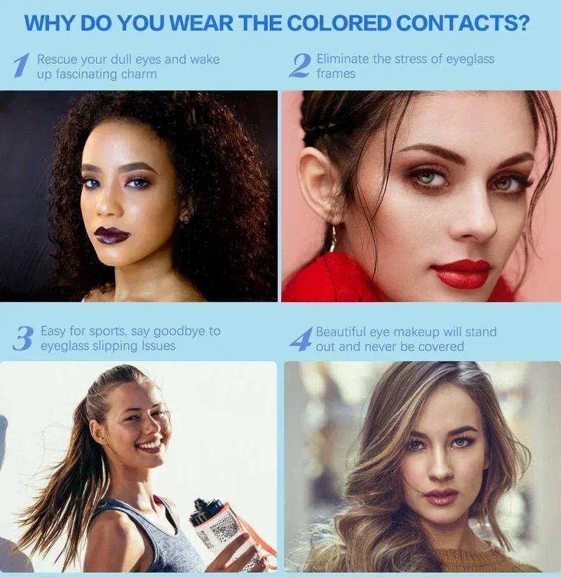 FUNSACHY 1 Pair Color Contact Lenses for Eyes Natural Softlens Lenses Cosmetic Eye Contacts Gray Pupils Yearly Lens Brown Lens