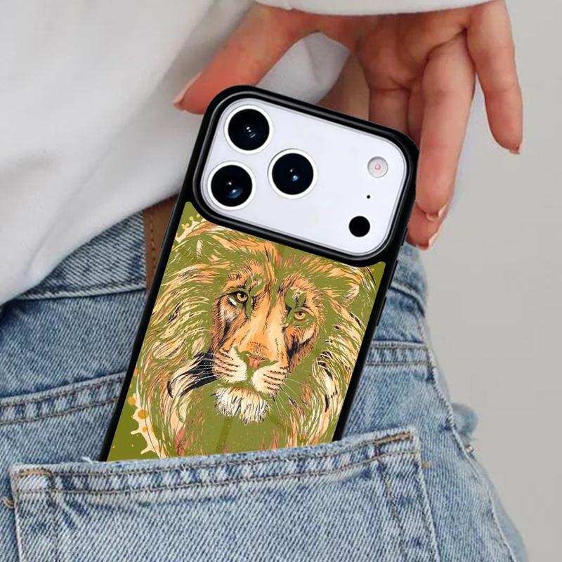 

Alpha King Lion Drawn Art Phone Case for iPhone 16e 15 14 13 12 17 Pro Max Plus Air 17pro Cover Coque iPhone 14
