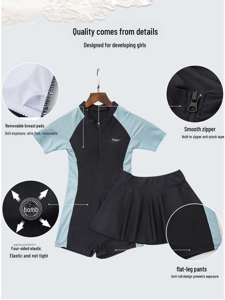 Women's and Girls' One-Piece Swimsuit 2025 - Modest Style for Teens and Preteens