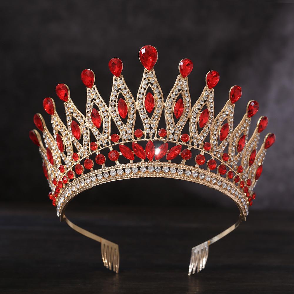 DIEZI 8 Colors Baroque Bridal AB Crystal Tiara Crown For Women Girls Wedding Party Queen Rhinestone Crown Hair Dress Accessories