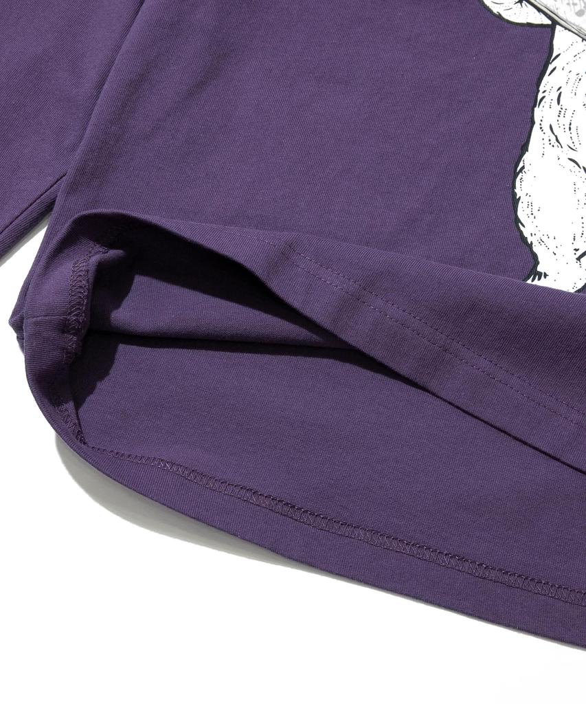 [go slow caravan] 341902 USA/C Iwana Cat Print Long Sleeve T-Shirt, Violet, Medium