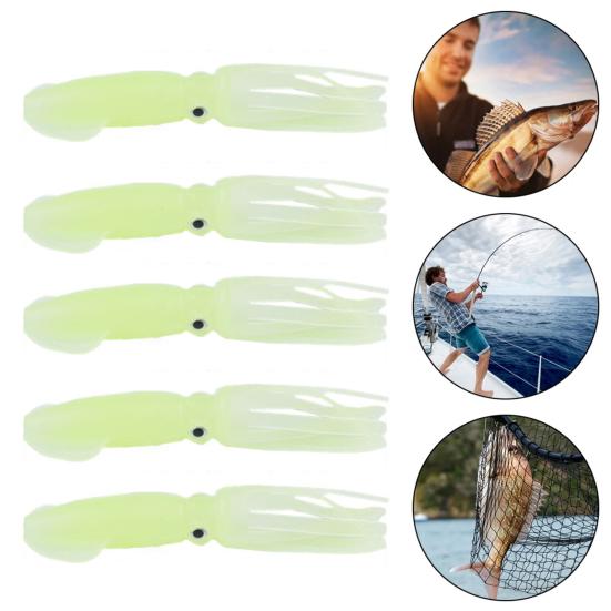 5Pcs Squid Soft Baits Fishing Lures Realistic Looking Natural Swimming Posture Luminous Effect Artificial Soft Fishing Lures