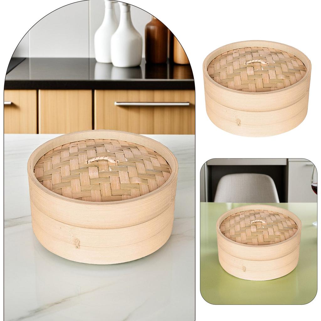 1Set Chinese Bamboo Steamer Basket Functional Bun and Dumpling Steamer for Fish Meat Rice Eggs Easy Clean Kitchen Tool