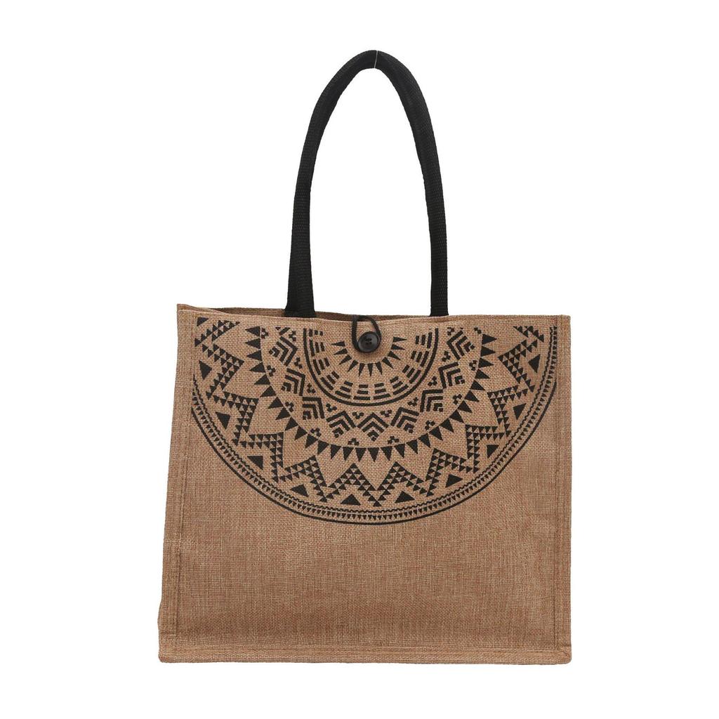 Korean-Style Large Capacity Linen Bucket Shoulder Bag for Women, 2024