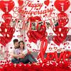 Happy Anniversary Decorations Set - Happy Anniversary Banner and Balloons, Photo Banner, I Love You and Red Heart Balloons with Rose Petals for