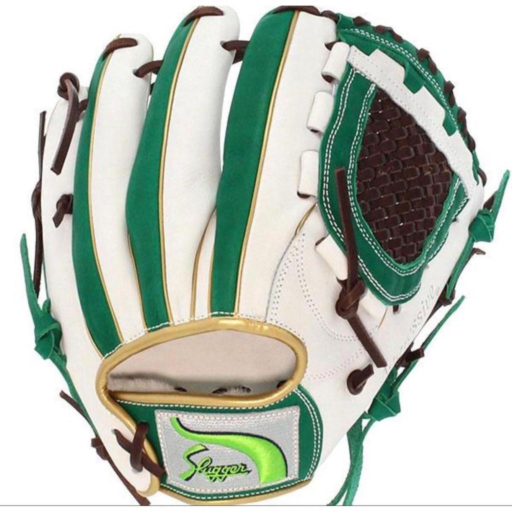 Used Slugger Soft Ball Gloves White Green