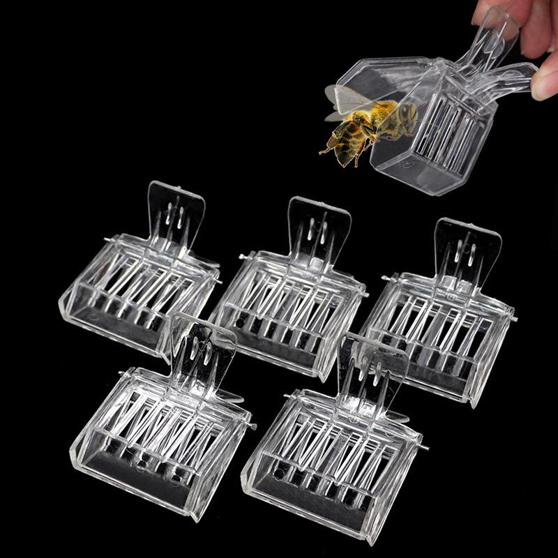 3/5 Transparent Clip-On Bee Cages, Plastic Clips, Queen Cages, Bee Catchers, Beekeeping Tools