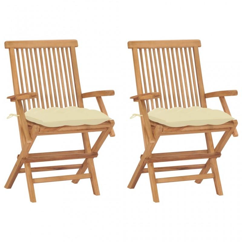 Day and Night - Day and Night Garden Chairs 2 Units Teak Wood with White Cream Cushions